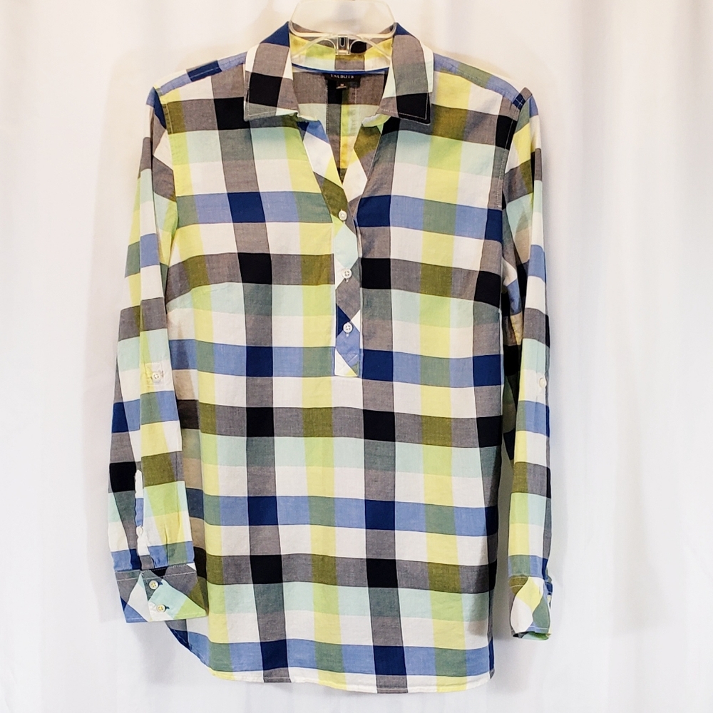 Talbots 3/4 Button Front Plaid Women's Top Size Medium - Picture 6 of 7